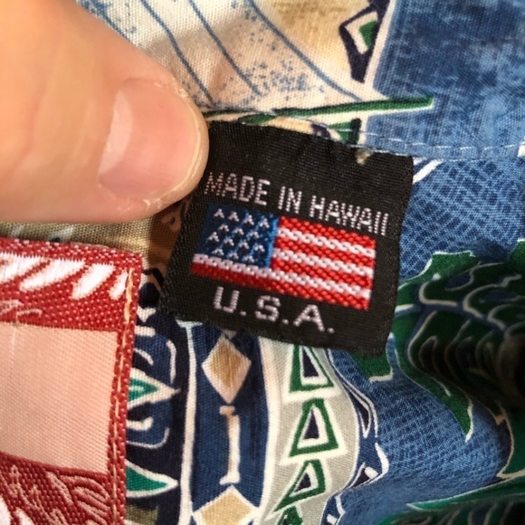 RJC Hawaiian Tropical Print Button Up Shirt Green - Picture 6 of 7